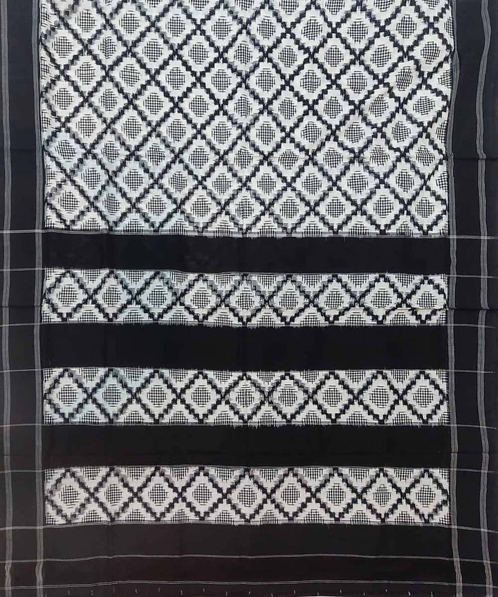 Black with white handloom cotton ikat pochampally saree