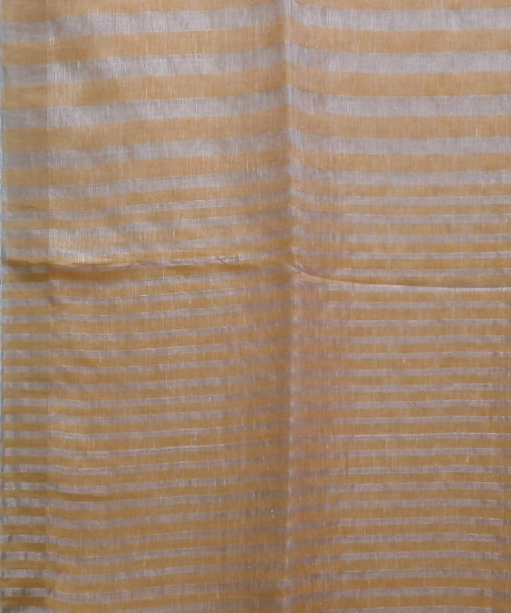 Peach zari handwoven Linen Saree