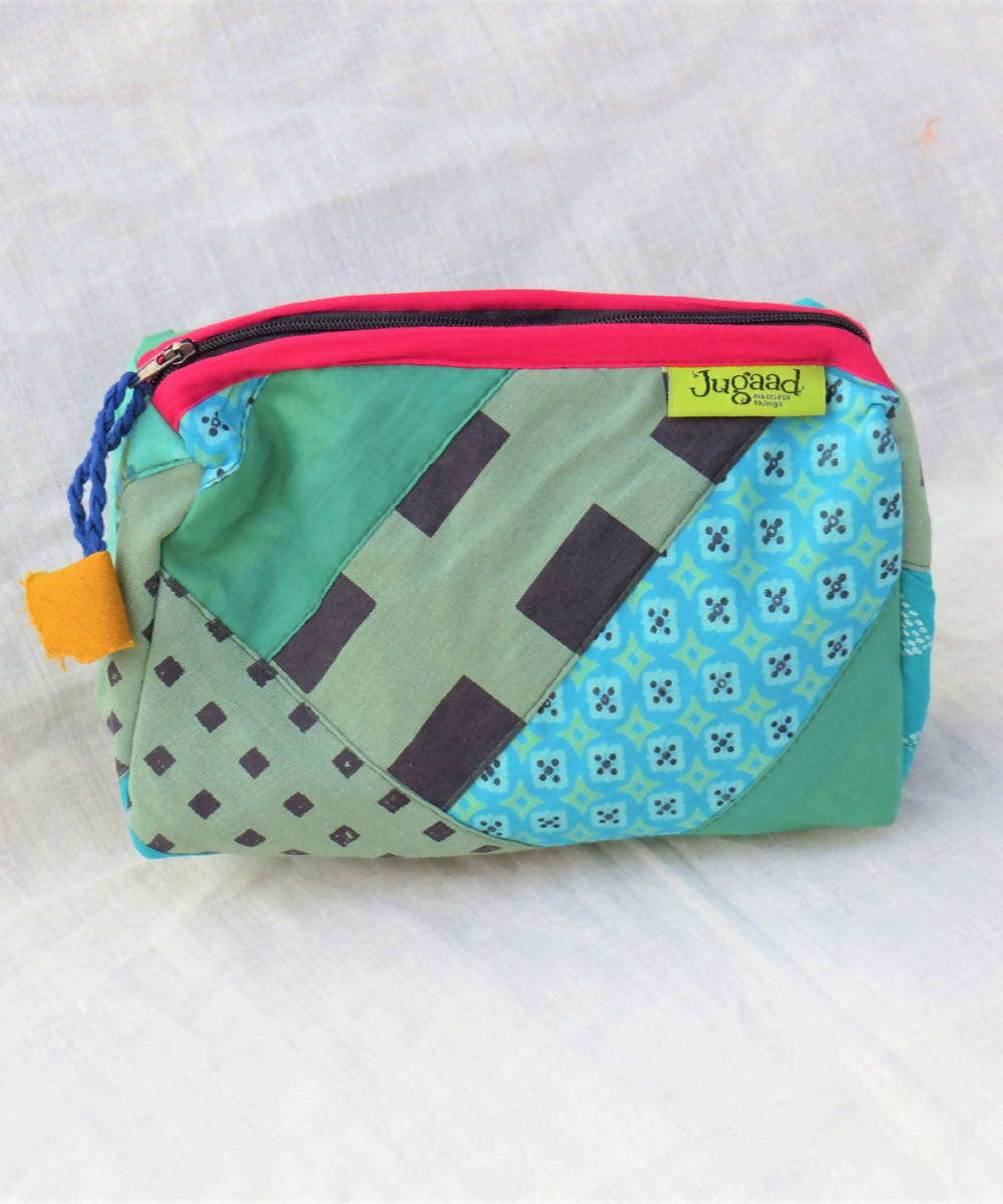 Green multicolor handmade cotton katran pouch