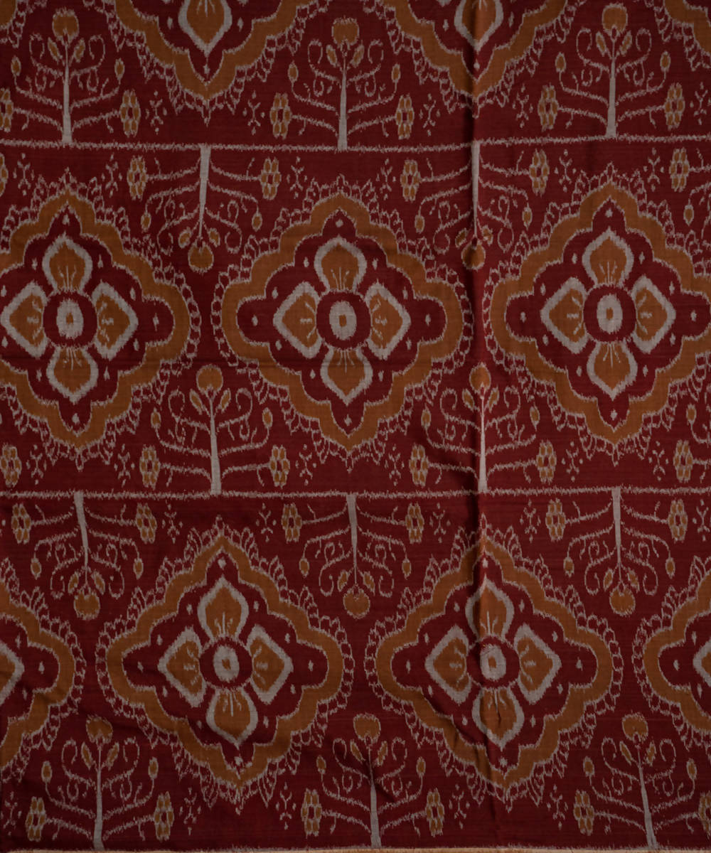 Burnt amber Burnt orange cotton handloom ikat nuapatna saree