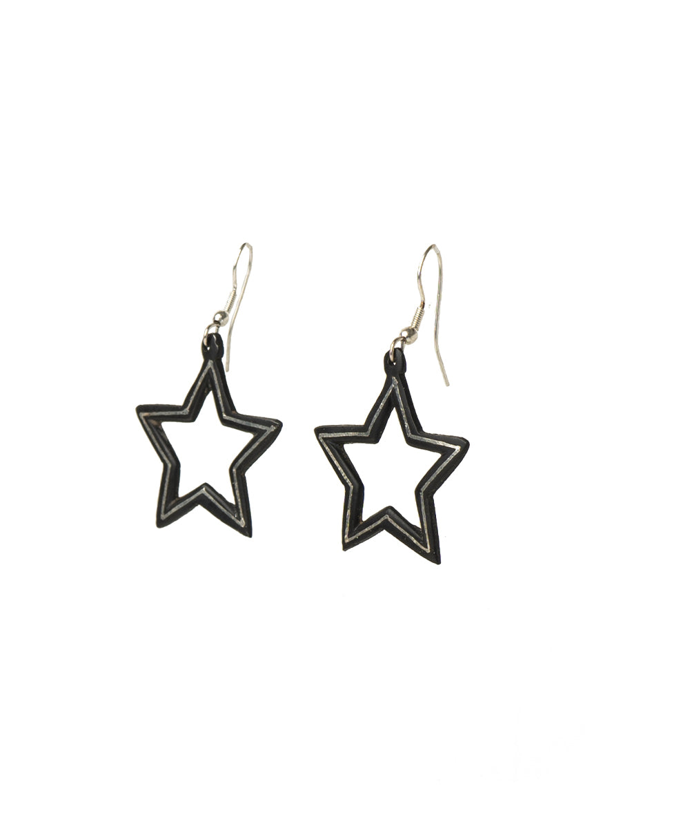 Black hand crafted silver inlay bidri earring