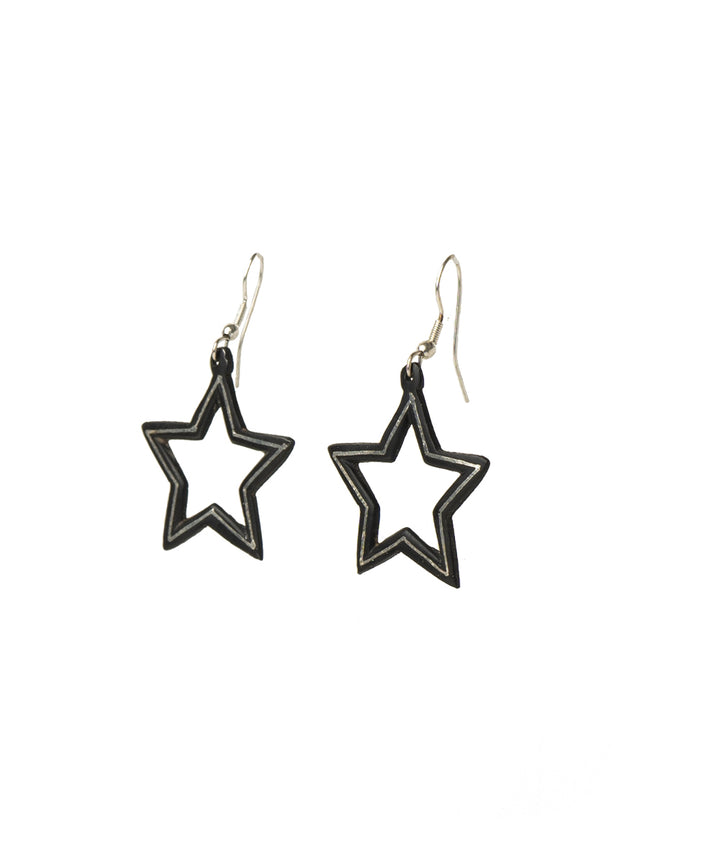 Black hand crafted silver inlay bidri earring