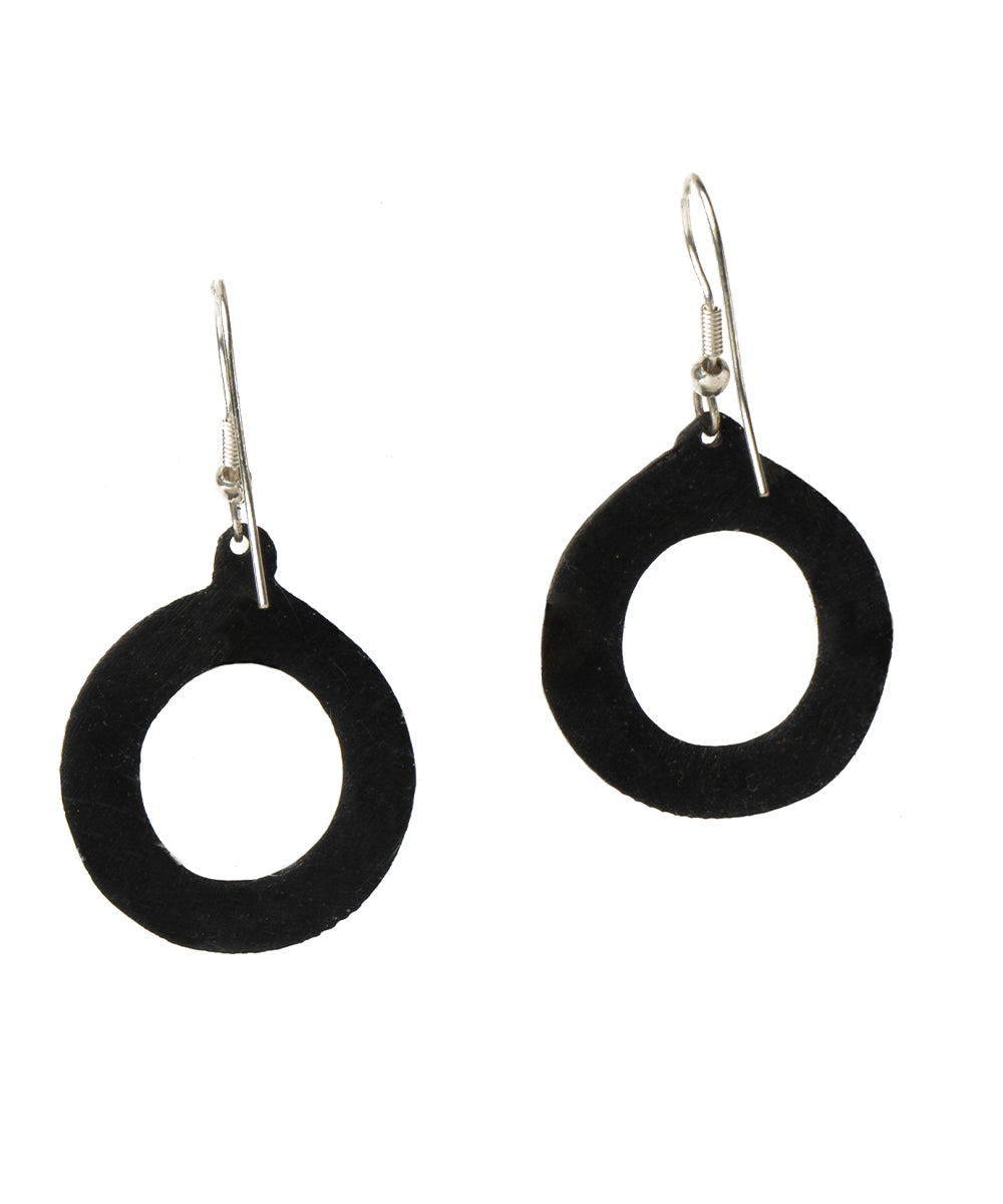 Black handcrafted silver inlay bidri earring