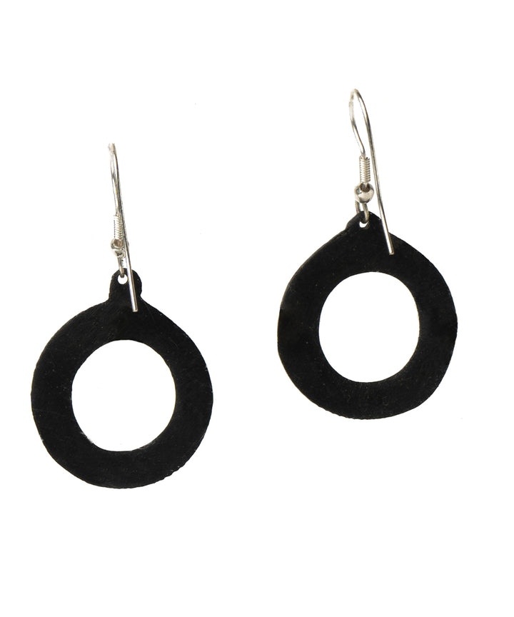 Black handcrafted silver inlay bidri earring