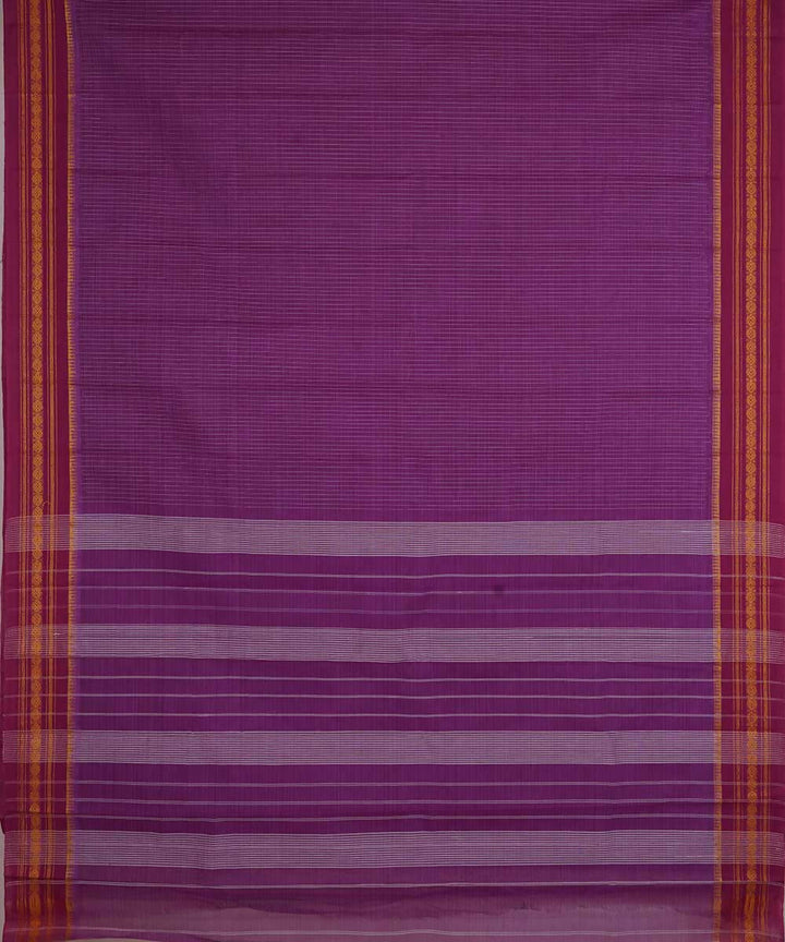 Purple handwoven cotton narayanpet saree