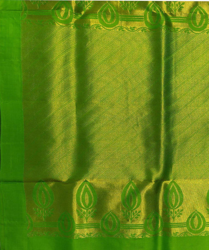 Black and green handwoven soft silk saree