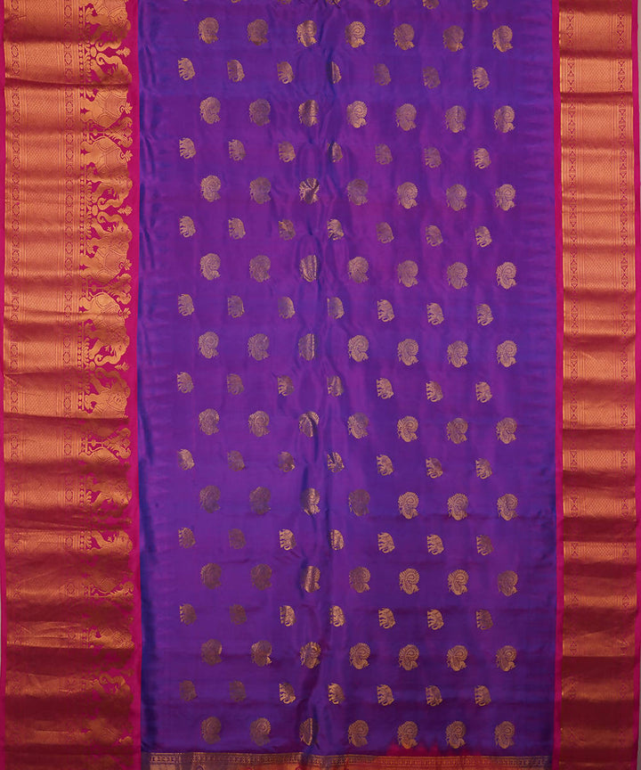 Purple handwoven silk gadwal saree