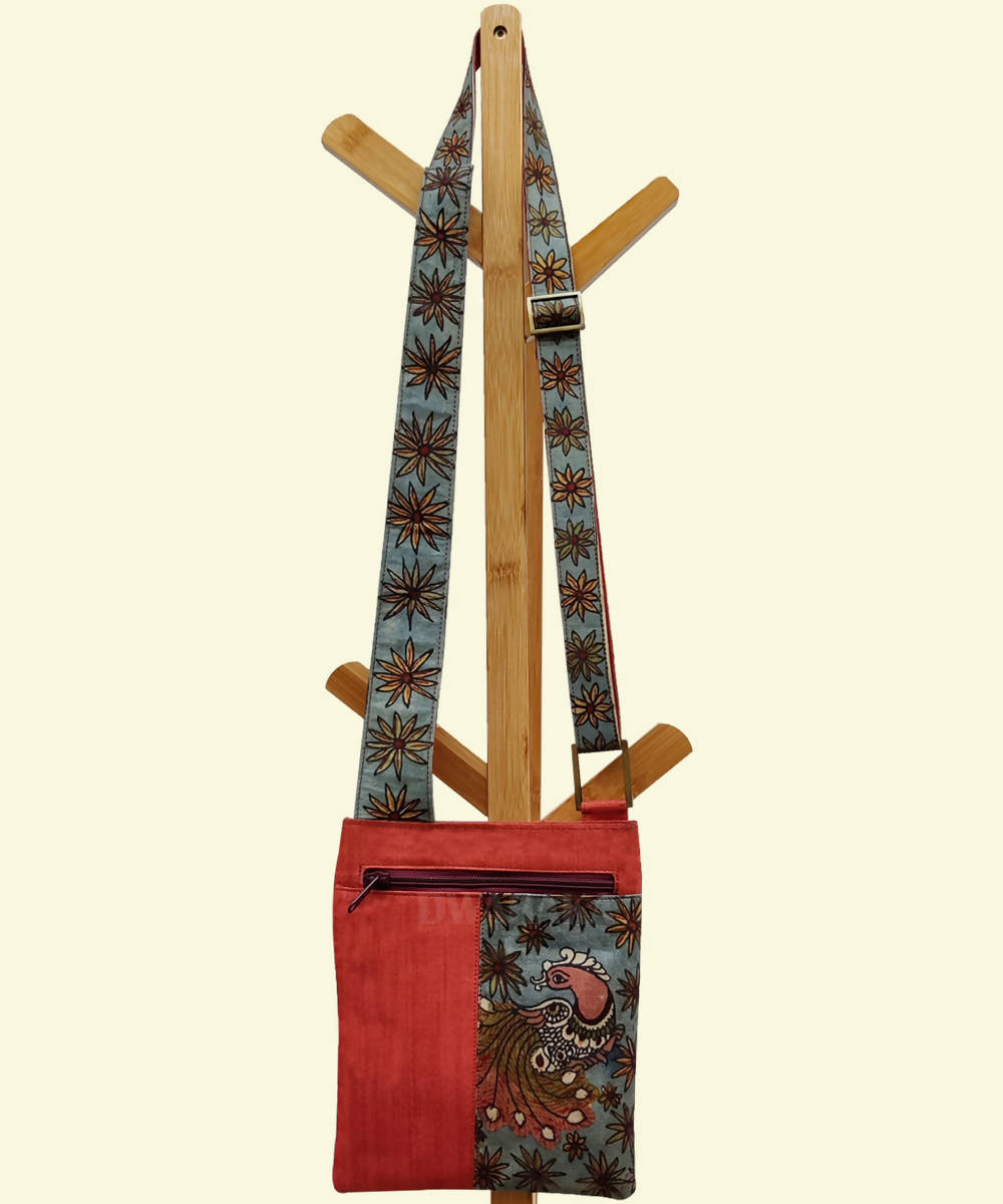 Grey - Sling Bag - Handpainted Kalamkari Natural Dyed Ghicha Silk