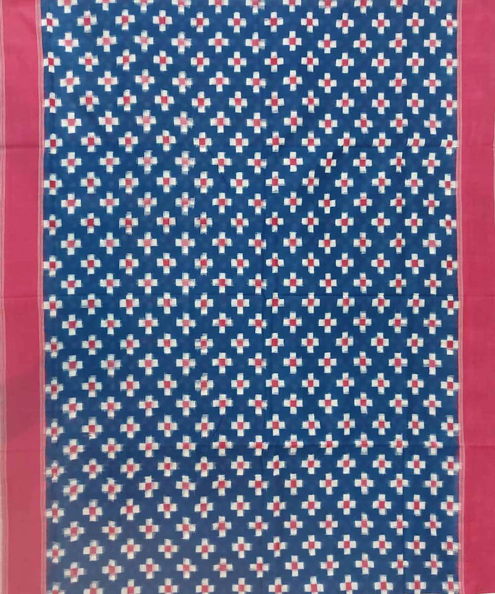 Azure blue handwoven cotton ikat pochampally saree