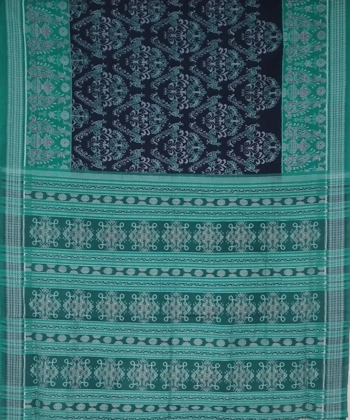 Black green handloom ikat cotton sambalpuri saree
