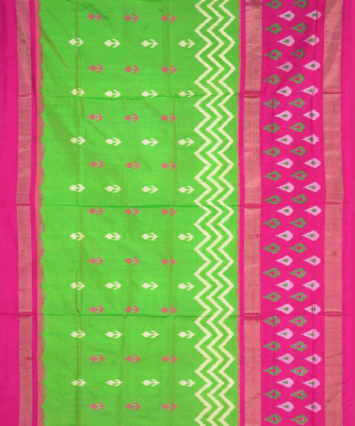 Parrot green handloom ikkat silk pochampally saree