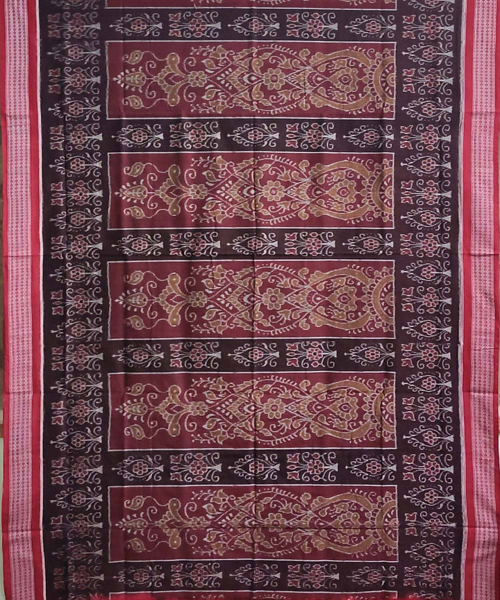 Black maroon cotton handwoven sambalpuri saree
