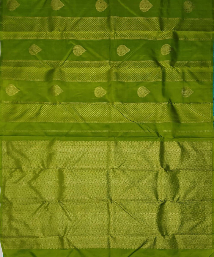 Olive green handloom partly kanchi silk saree