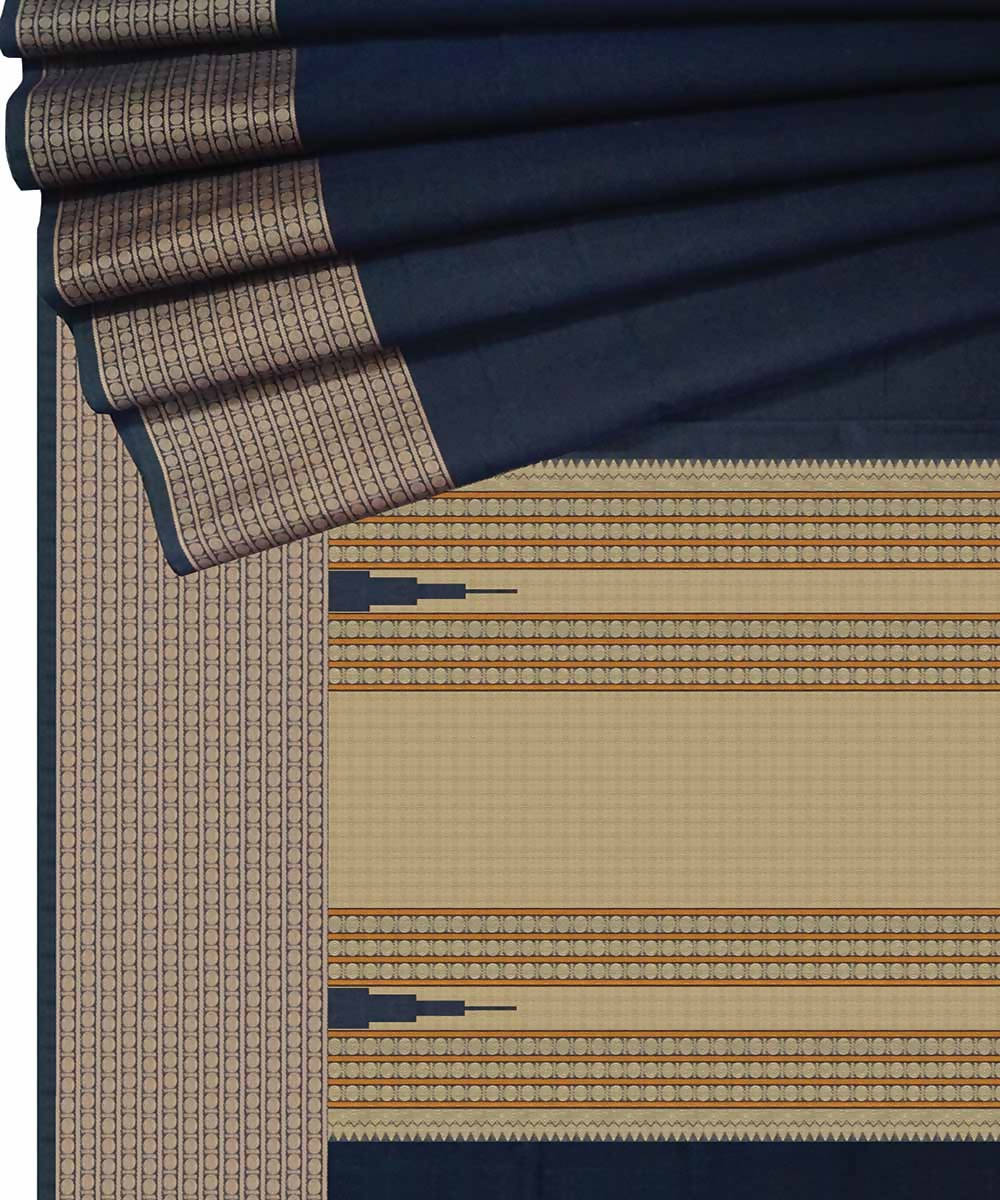 Black handwoven paramakudi cotton saree
