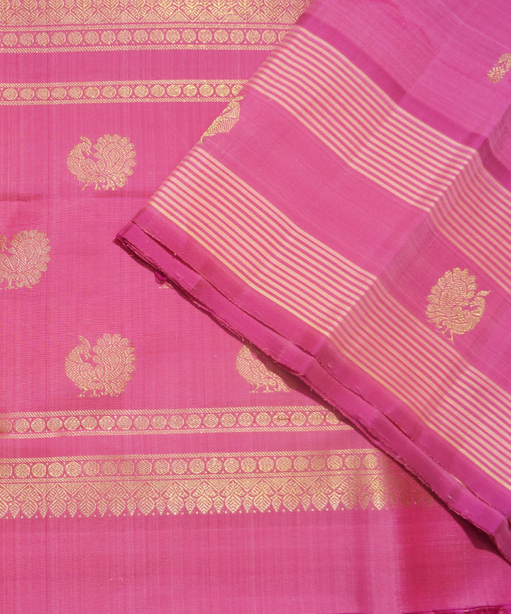 Kanchi Handwoven Peach Pink Silk Saree