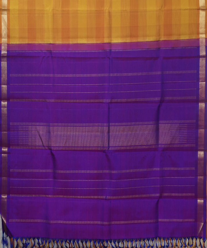 Kanchi Handwoven Yellow Orange Silk Saree