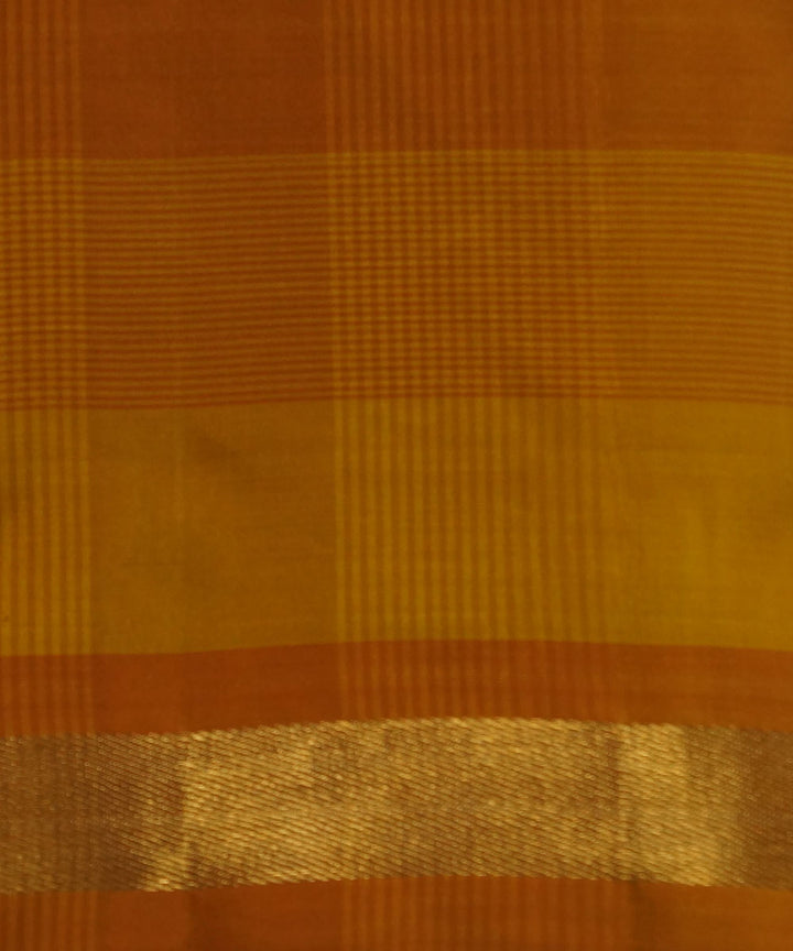 Kanchi Handwoven Yellow Orange Silk Saree