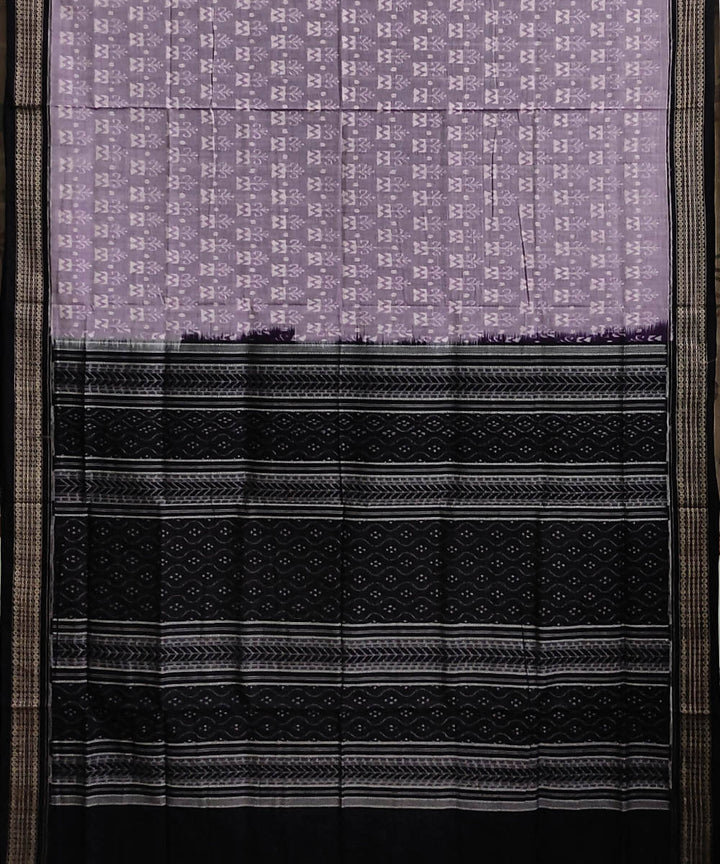 Grey black cotton handwoven sambalpuri saree
