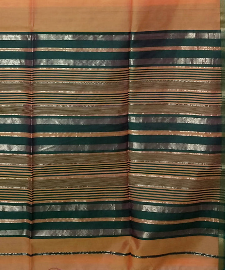 Light orange handloom cotton silk maheshwari saree