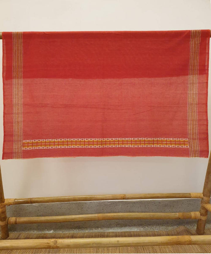 Orange handwoven cotton with eri and muga assam saree
