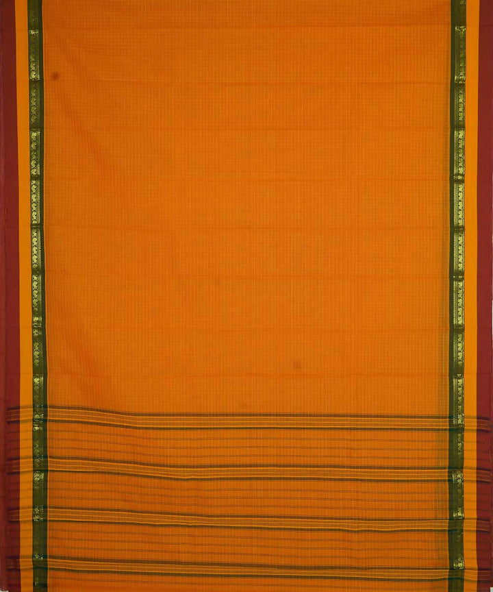 Amber yellow handwoven cotton narayanpet saree