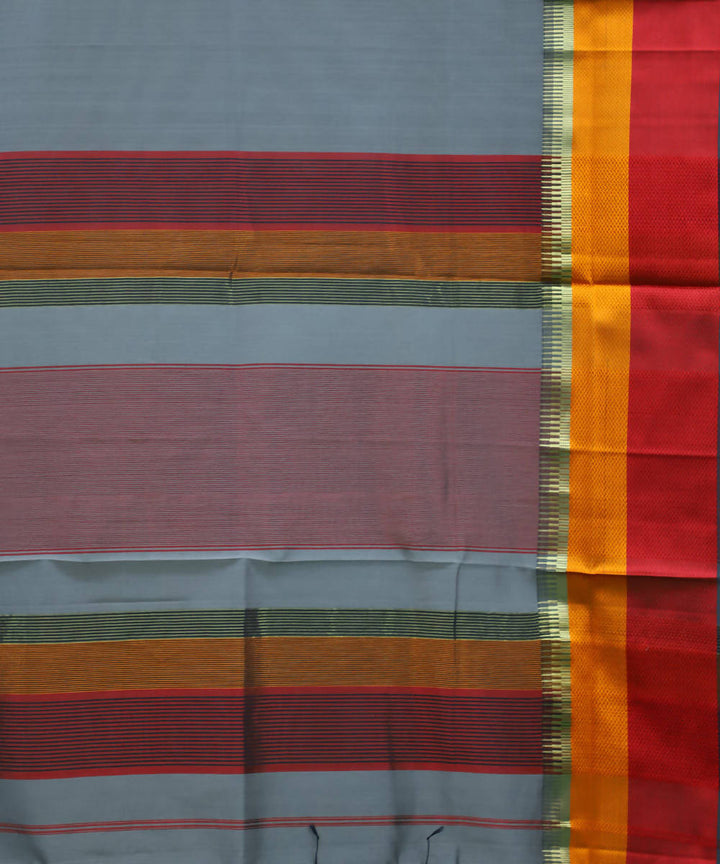 Maheshwari Bluise Grey Handloom Sico Saree
