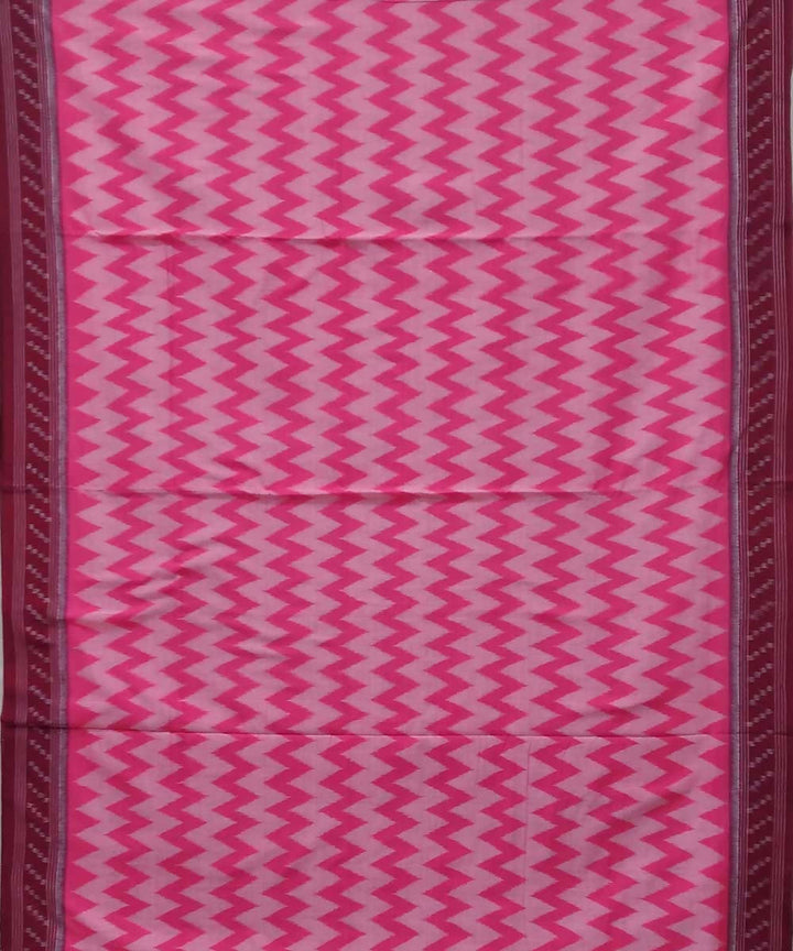 Pink maroon handwoven nuapatana ikat cotton saree