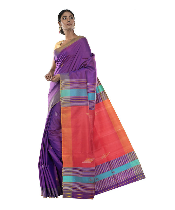 Purple handloom katan bengal silk saree