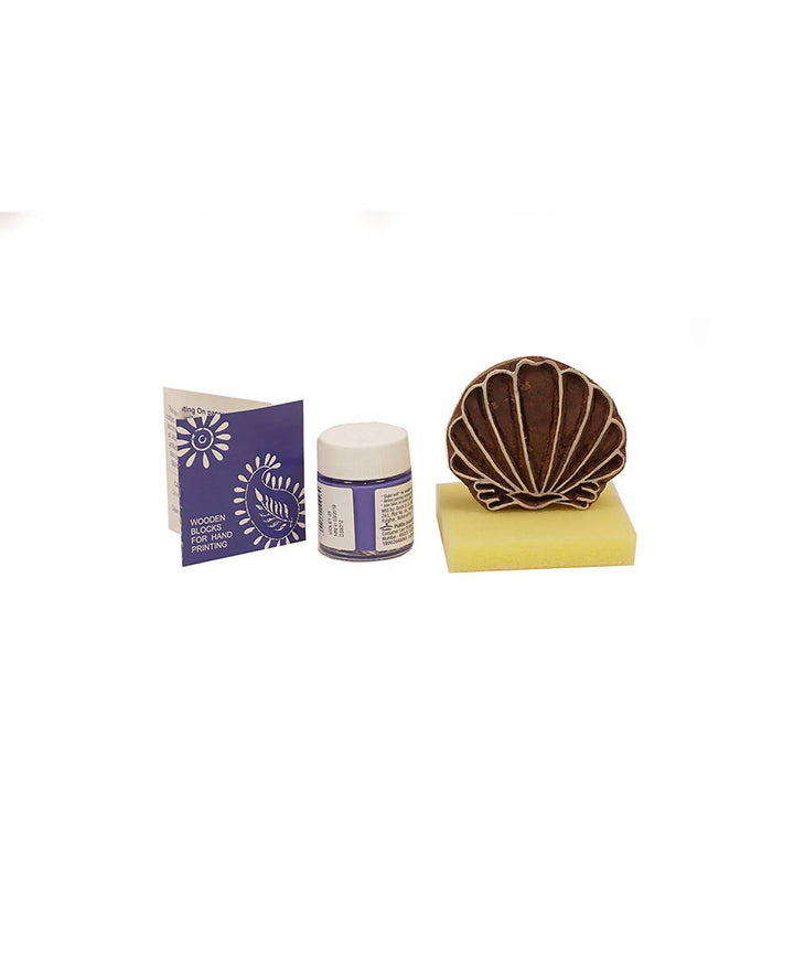 Handmade Wooden Block with Violet Shell Print DIY T-Shirt Craft Kit