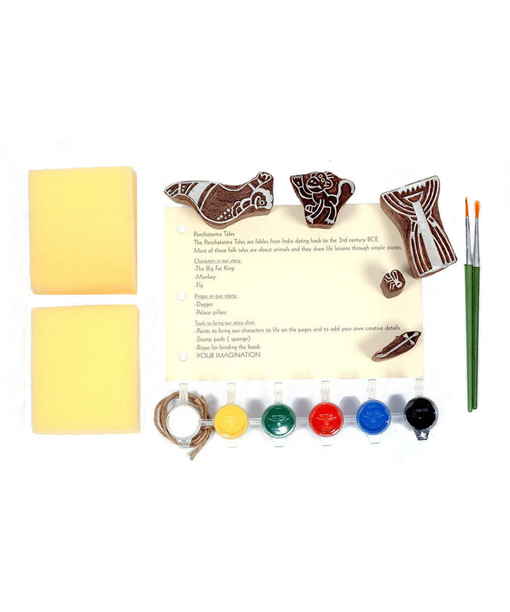 Block Print DIY Craft Kit Panchatantra (King and the Foolish Monkey)
