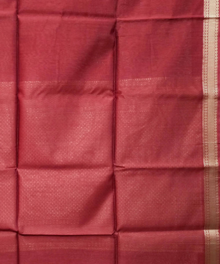 Dark red cream handwoven cotton silk maheshwari saree