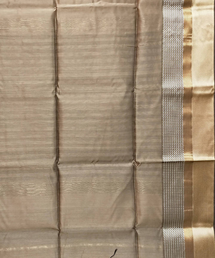 Charcoal black gold handwoven cotton silk maheshwari saree