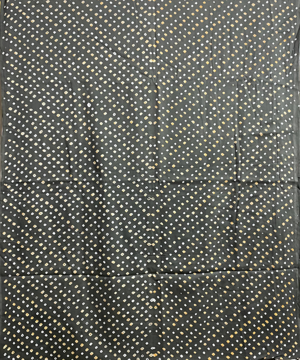 Grey hand printed bandhani cotton silk saree