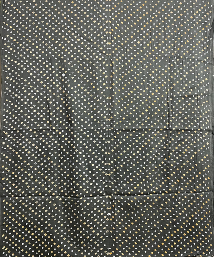 Grey hand printed bandhani cotton silk saree