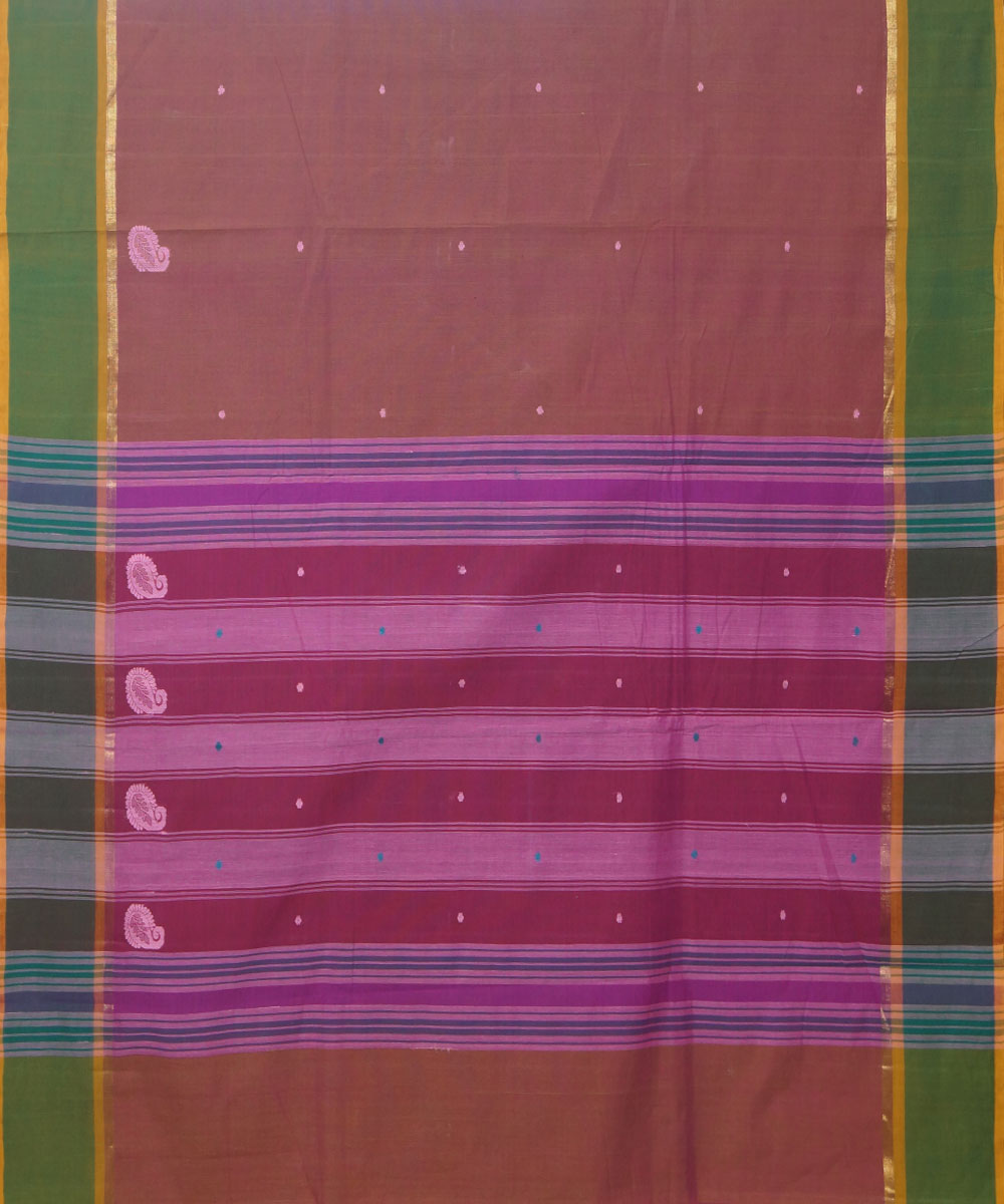 Aruppukottai Peach Handwoven Cotton Saree