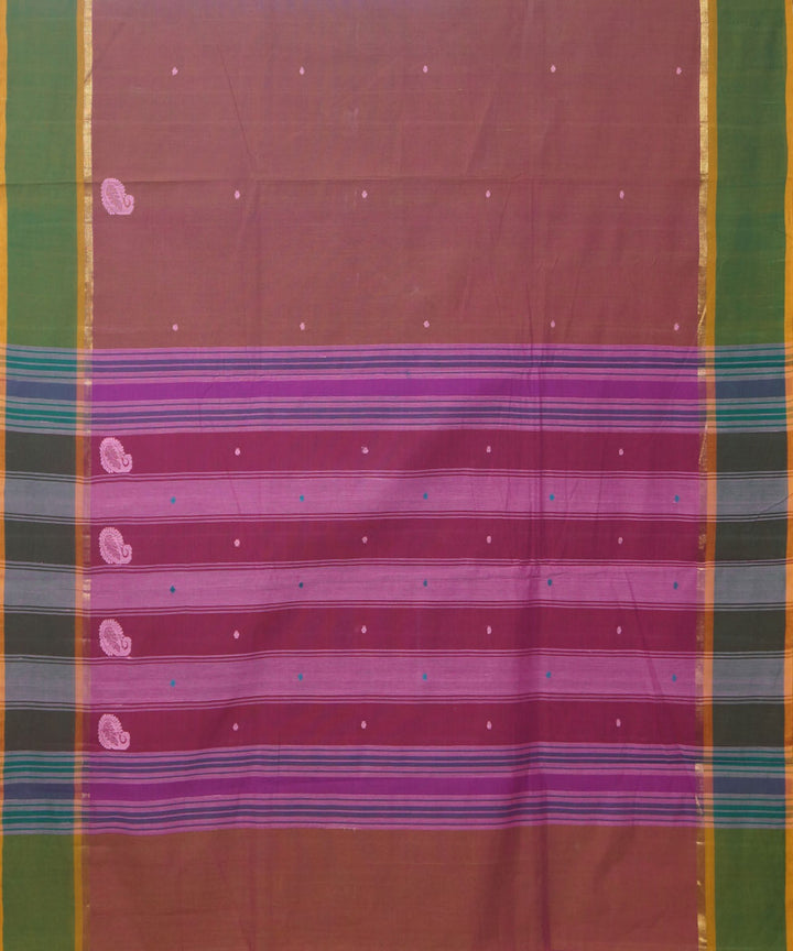 Aruppukottai Peach Handwoven Cotton Saree