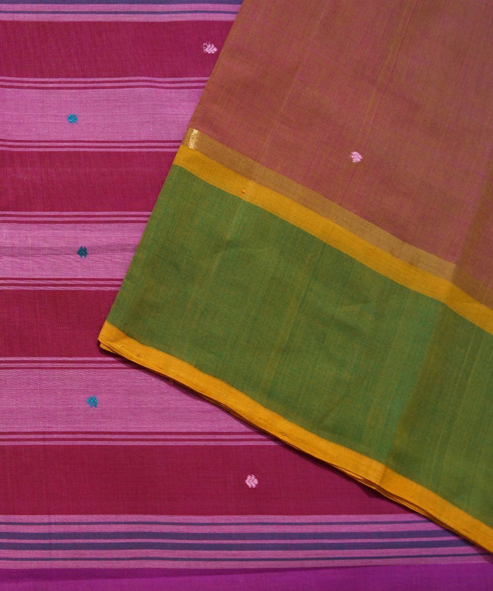 Aruppukottai Peach Handwoven Cotton Saree