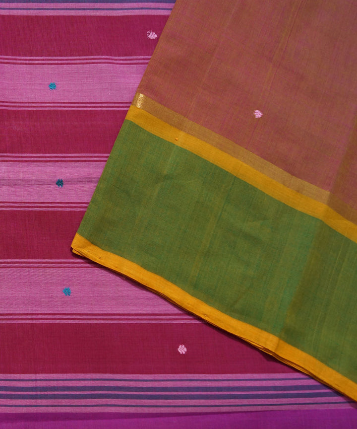 Aruppukottai Peach Handwoven Cotton Saree