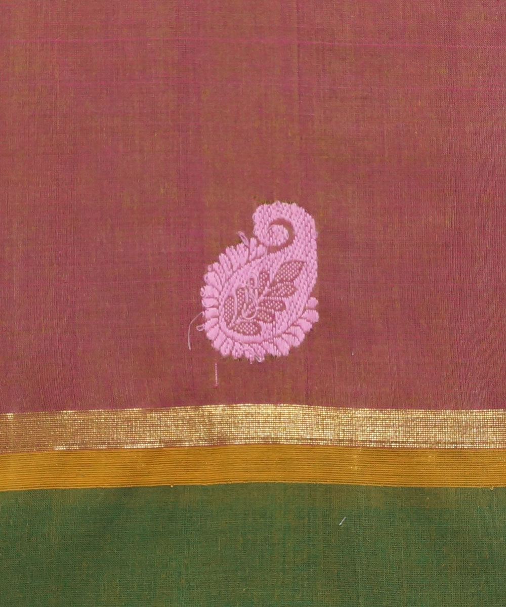 Aruppukottai Peach Handwoven Cotton Saree