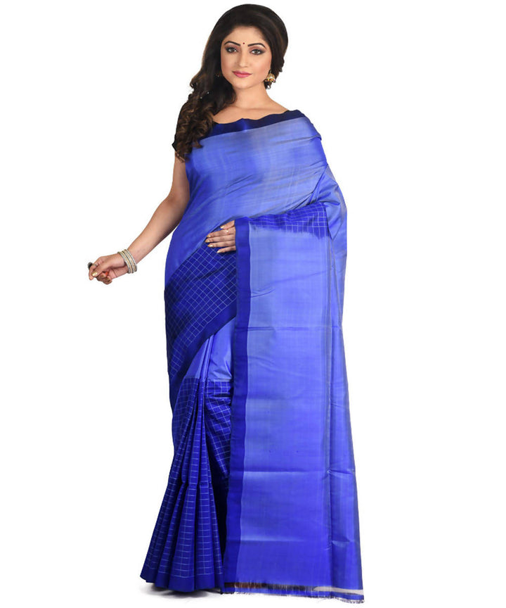 Resham shilpi bengal blue silk saree with handwoven design
