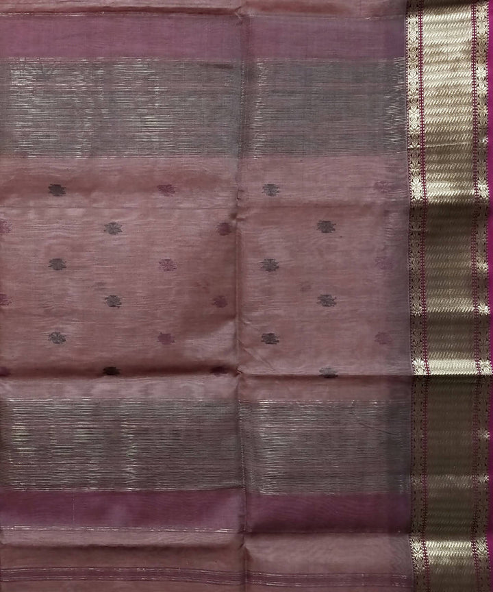 Peach handwoven cotton silk maheshwari saree