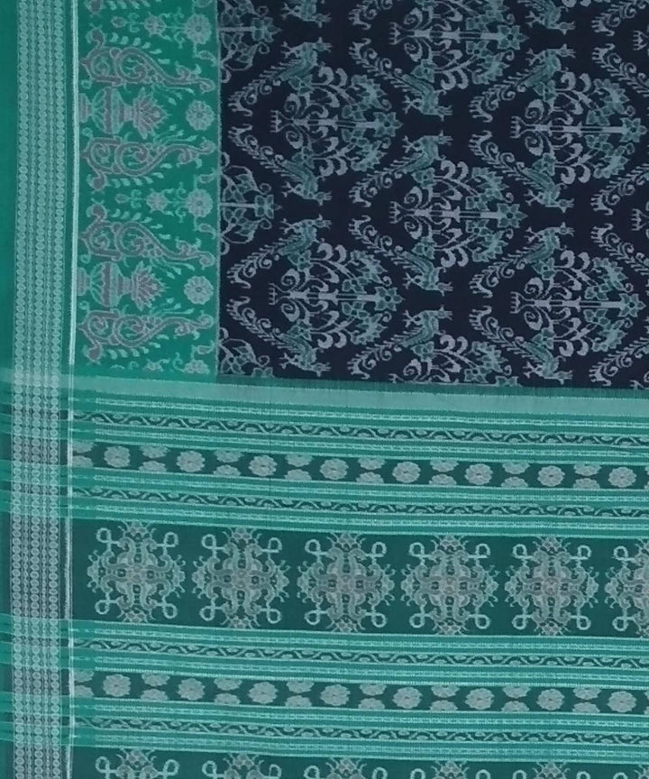 Black green handloom ikat cotton sambalpuri saree