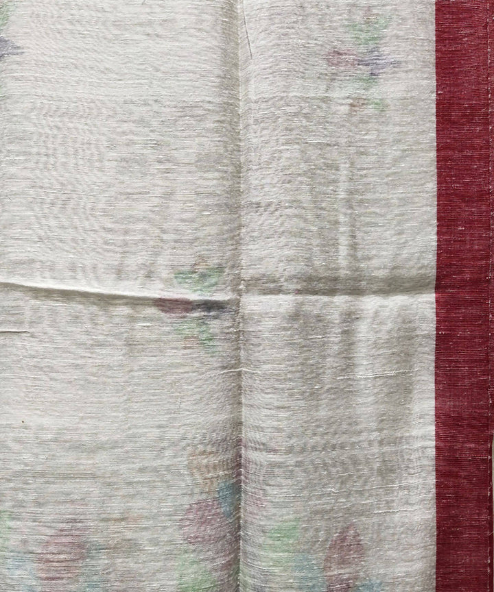 White red handwoven jamdani matka silk saree