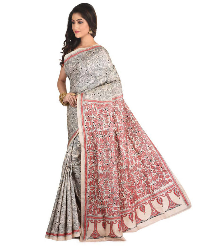 Black exclusive bengal tasar saree with hand embroidery work