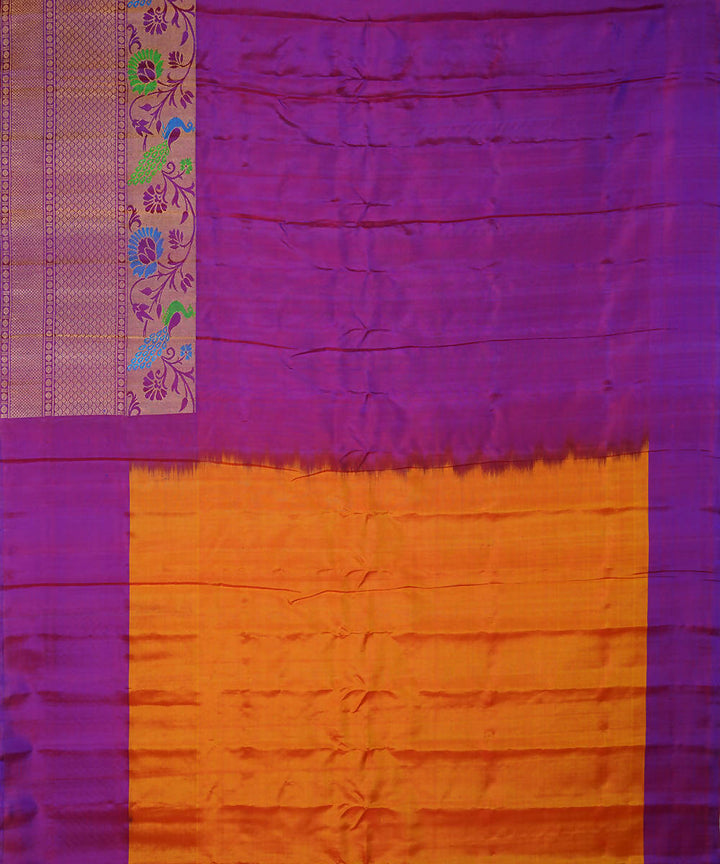 Orange handwoven silk gadwal saree
