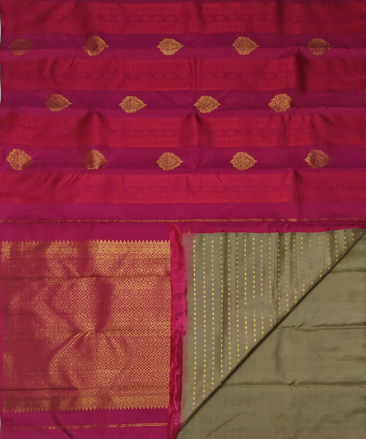 Pink purple handloom partly kanchi silk saree