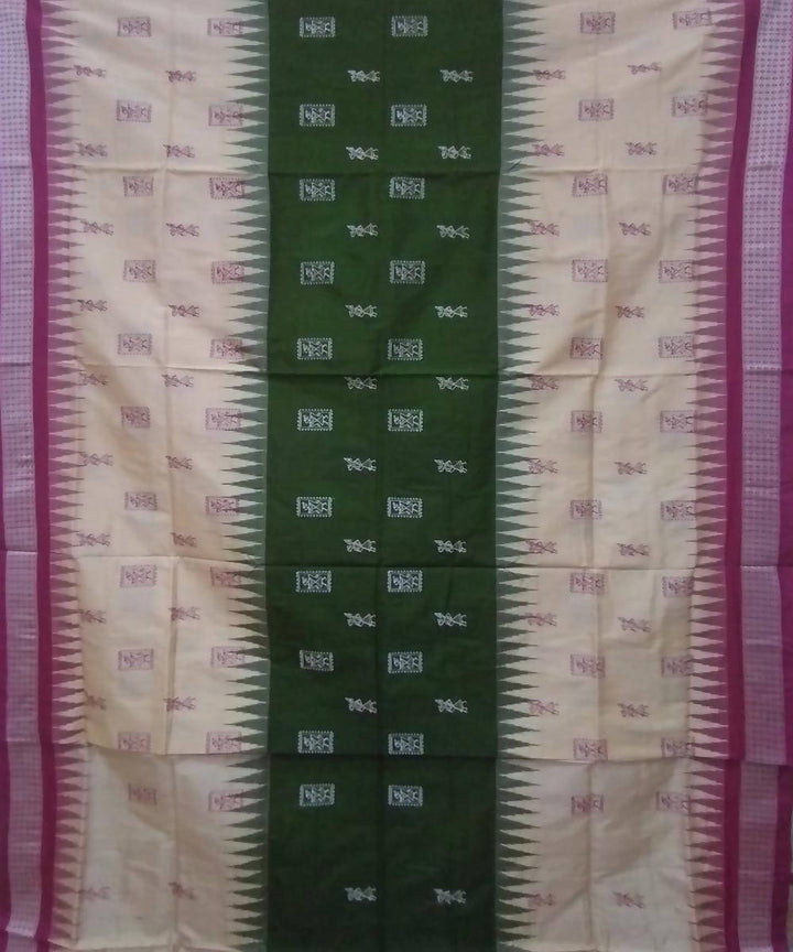 Multicolor pink handwoven bomkai silk saree