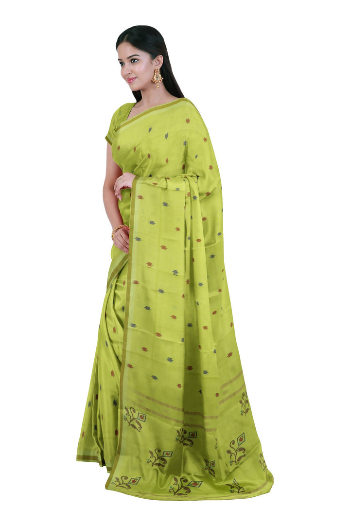 Lime green handloom cotton uppada saree