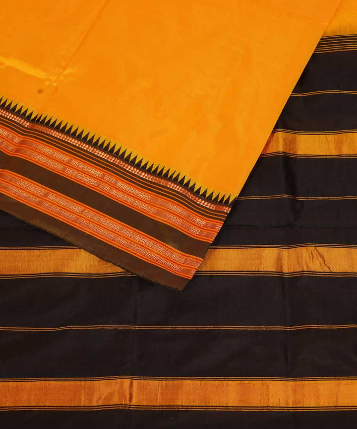 Lemon yellow handwoven silk narayanpet saree
