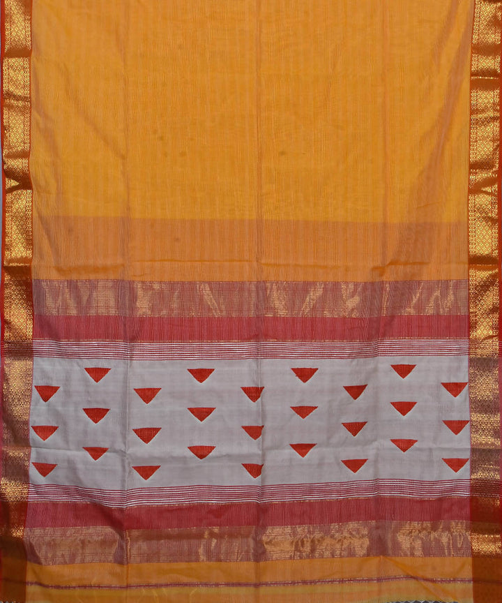 Handloom Light Orange Maheshwari Sico Saree